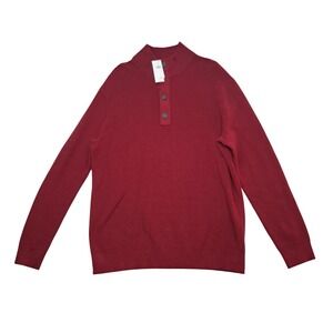 NWT Banana Republic Factory Sweater Men's XL Red Ribbed Mock Neck Classic Cotton